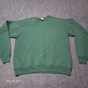 Hans Ecosmart Sweatshirt Men Size Medium Solid Green Blank Plain Recycled